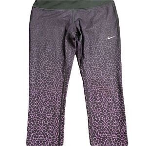 Nike womens size medium leggings workout athletic Capri black purple gym pants